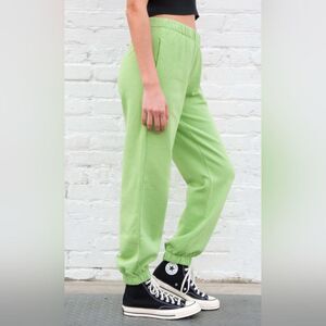 Brandy Melville light green fleece Rosa sweatpants pockets elastic waist size S